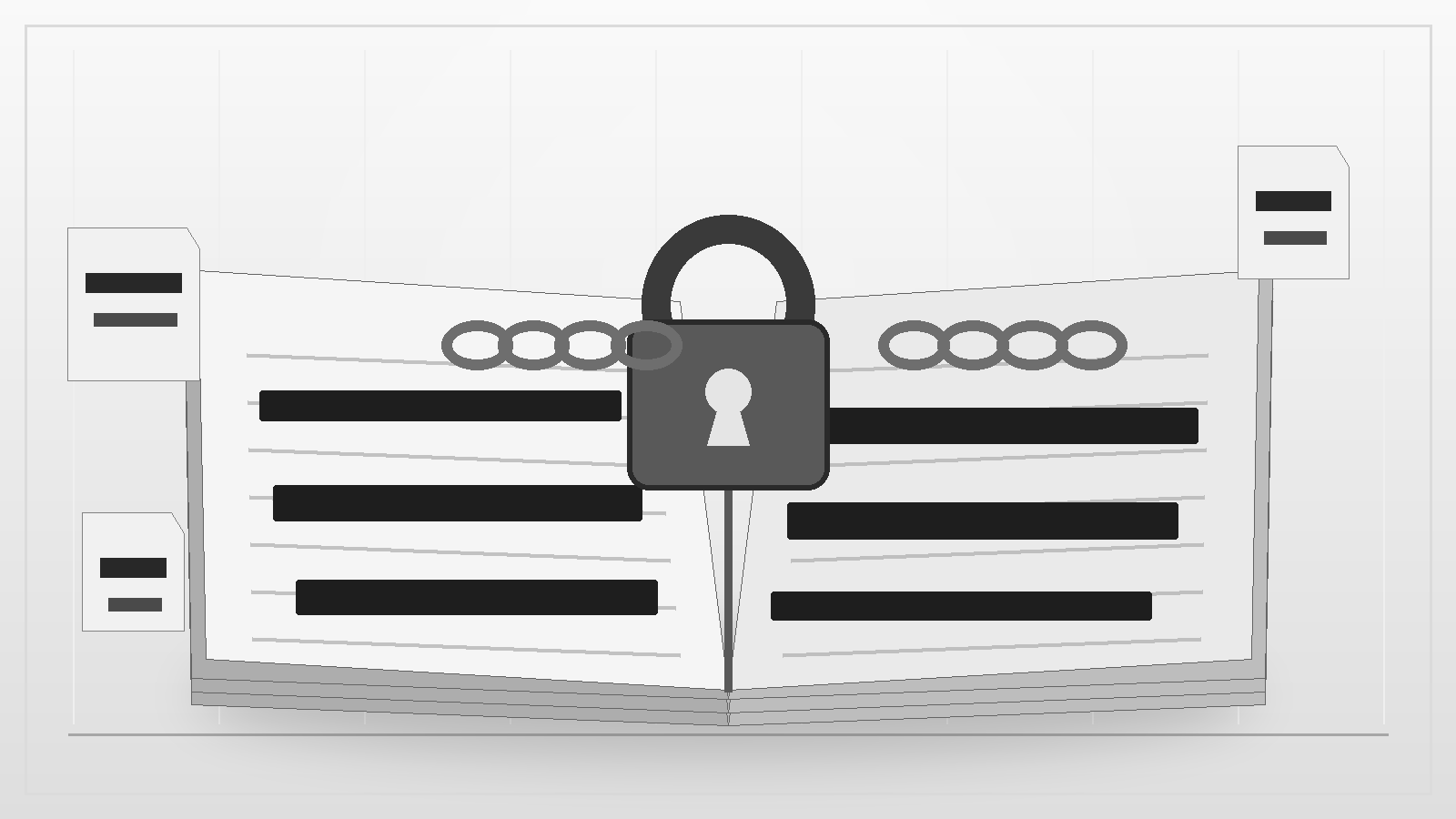 Grayscale illustration of censorship and information access